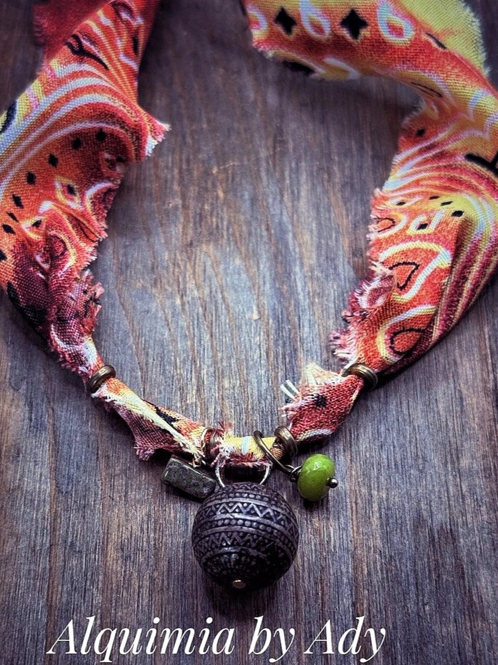 Alquimia by Ady Paisley Pendant Necklace in Red & Green